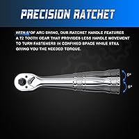 Vista 4 de Mango de trinquete 3 en 1, trinquete de transmisión de 1/4 ", 3/8", 1/2" (72 toneladas)