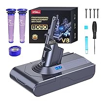 Batteria FLYLINKTECH 8000mAh per Dyson V8, Sostituzione Batteria Li-ion Compatibile con V8 Animal, Absolute, Fluffy, Parquet, SV10 – Con 3 Filtri, Spazzola e Cacciavite Inclusi