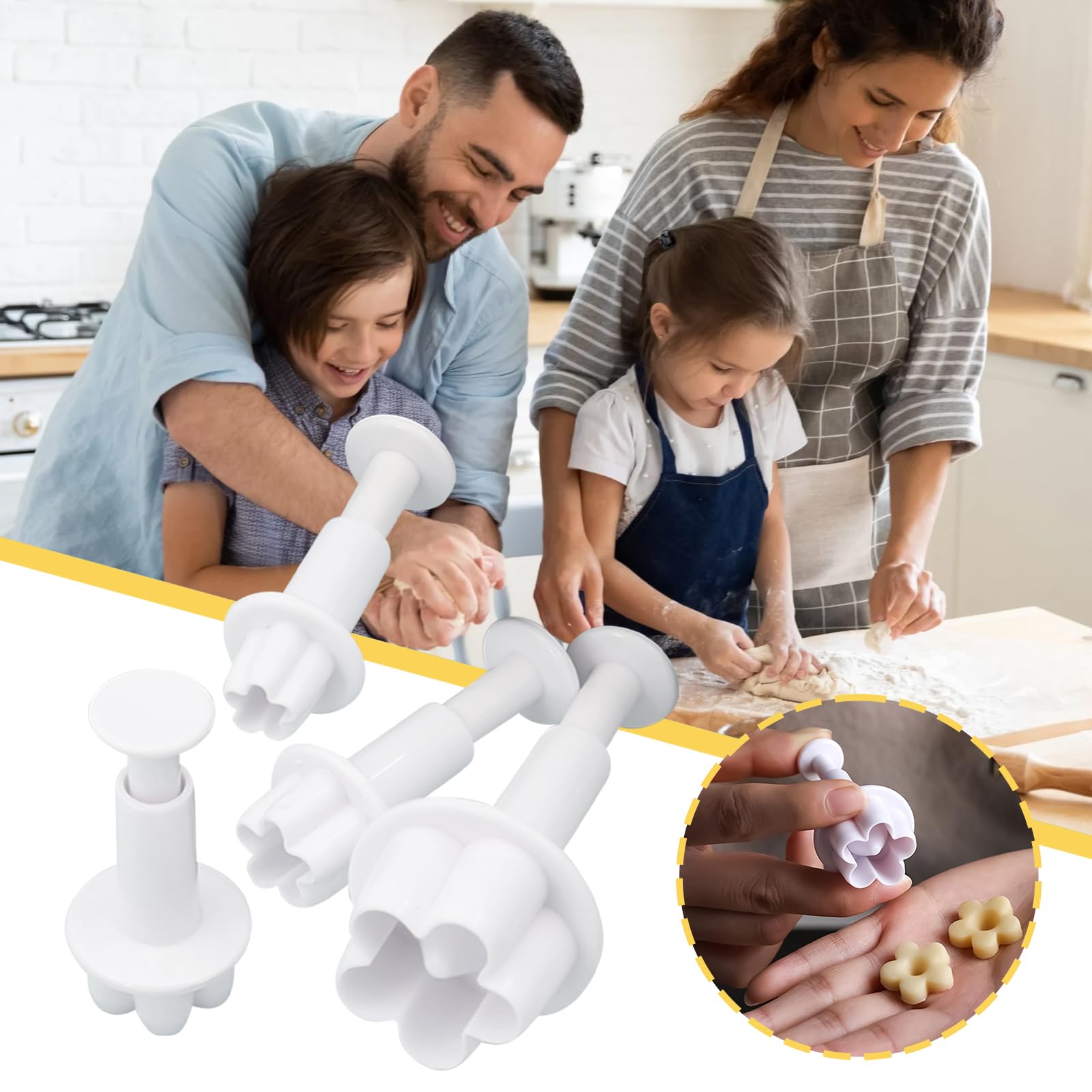Blumen Fondant Ausstecher Spülmaschinenfestes Formwerkzeug-Gadget | 4 Stück Blumen-Keksformen für Kuchendekoration Backen Dekorieren Weihnachten Kinder Schokoladen