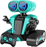 Vista 9 de Robots juguetes para niños y niñas con demostración automática, robots para niños, robot de control remoto recargable con ojos LED inteligentes, Azul