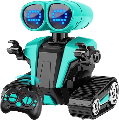 Miniatura 10 de Robots juguetes para niños y niñas con demostración automática, robots para niños, robot de control remoto recargable con ojos LED inteligentes,