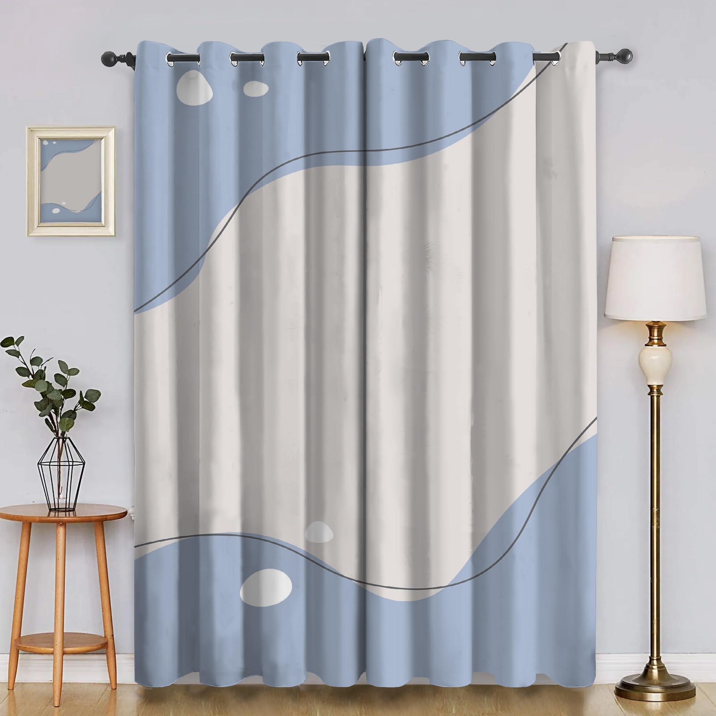 Genérico Izolowane termicznie zasłony zaciemniające 2 sztuki - 140x145cm, abstrakcyjny wzór, zasłony dekoracyjne salon/sypialnia, z pierścieniem do zasłony AJ1766