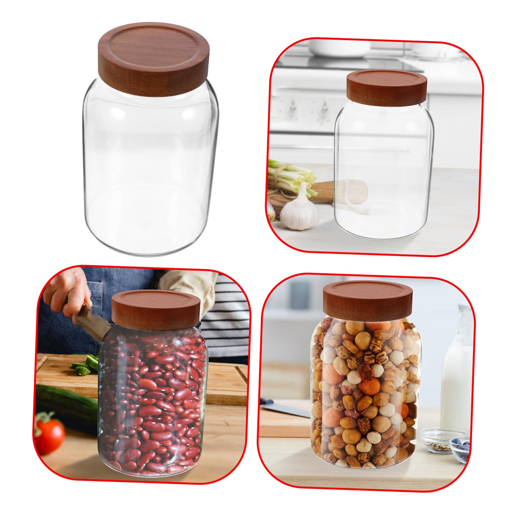 GALPADA Vorratsglas 2800ml aus Glas mit Holzdeckel für Trockenlebensmittel | Luftdichter Behälter, für Kaffee und Nüsse, Leicht zu Reinigen und Nachzufüllen