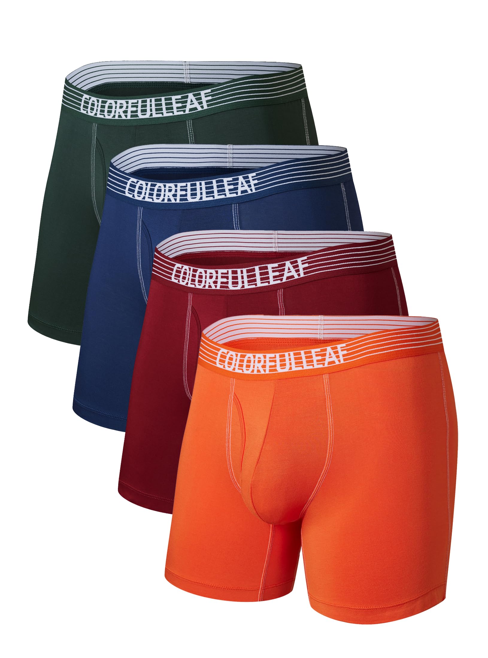 COLORFULLEAF Men's Underwear Boxer Briefs Rayon Made From Bamboo Underwear for Men Suport Pouch With Open Fly
