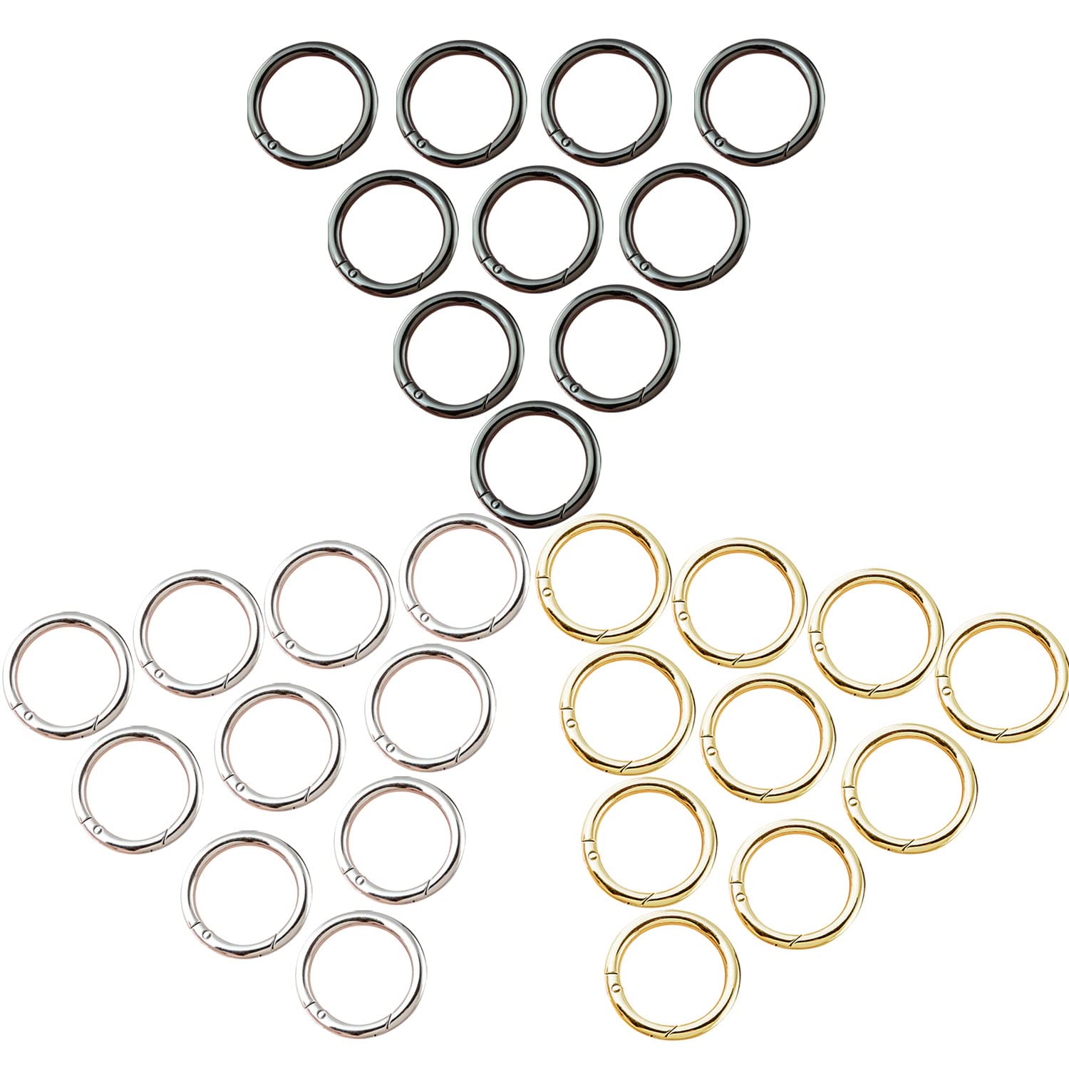 30 Pezzi Scatto Molla Rotonda Moschettoni Anelli per Borse Fibbia per Portachiavi Borsetta Gioielli Decorazioni Artigianato Accessorio
