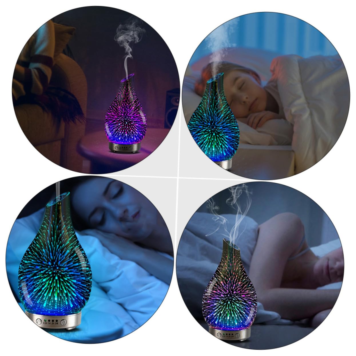 Difusor Capacidad Menor a 1 L de Aromaterapia 3D Luz Nocturna de Vidrio y Humidificador Práctico Seguro para Oficinas y Centros de Recepción