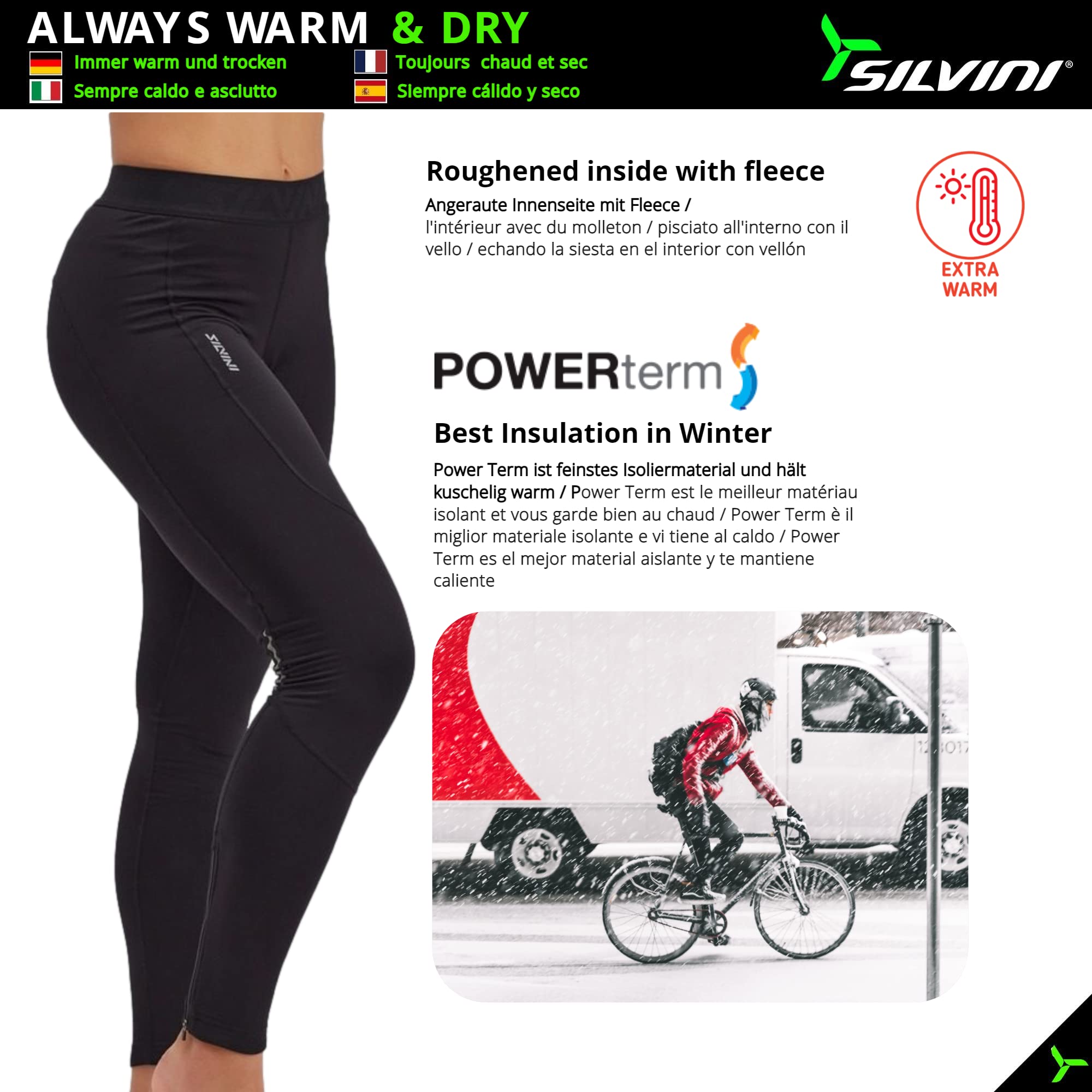 SILVINI RUBENZA Sport Leggings Damen Sporthose Thermo Laufhose Damen Winter Thermolaufhose Damen Winter Damen-Thermo-Lauftight Sport Tights Damen