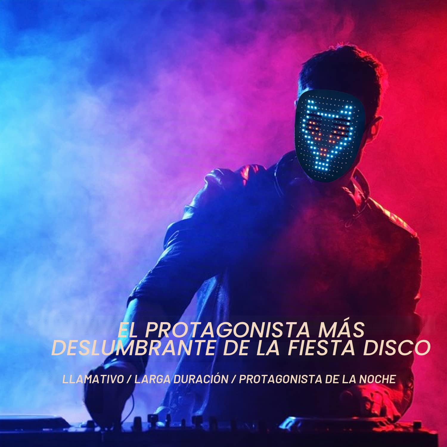 Depointer Life Máscara LED con reconocimiento de gestos, máscara de transformación facial iluminada LED para disfraz, cosplay, fiesta, mascarada