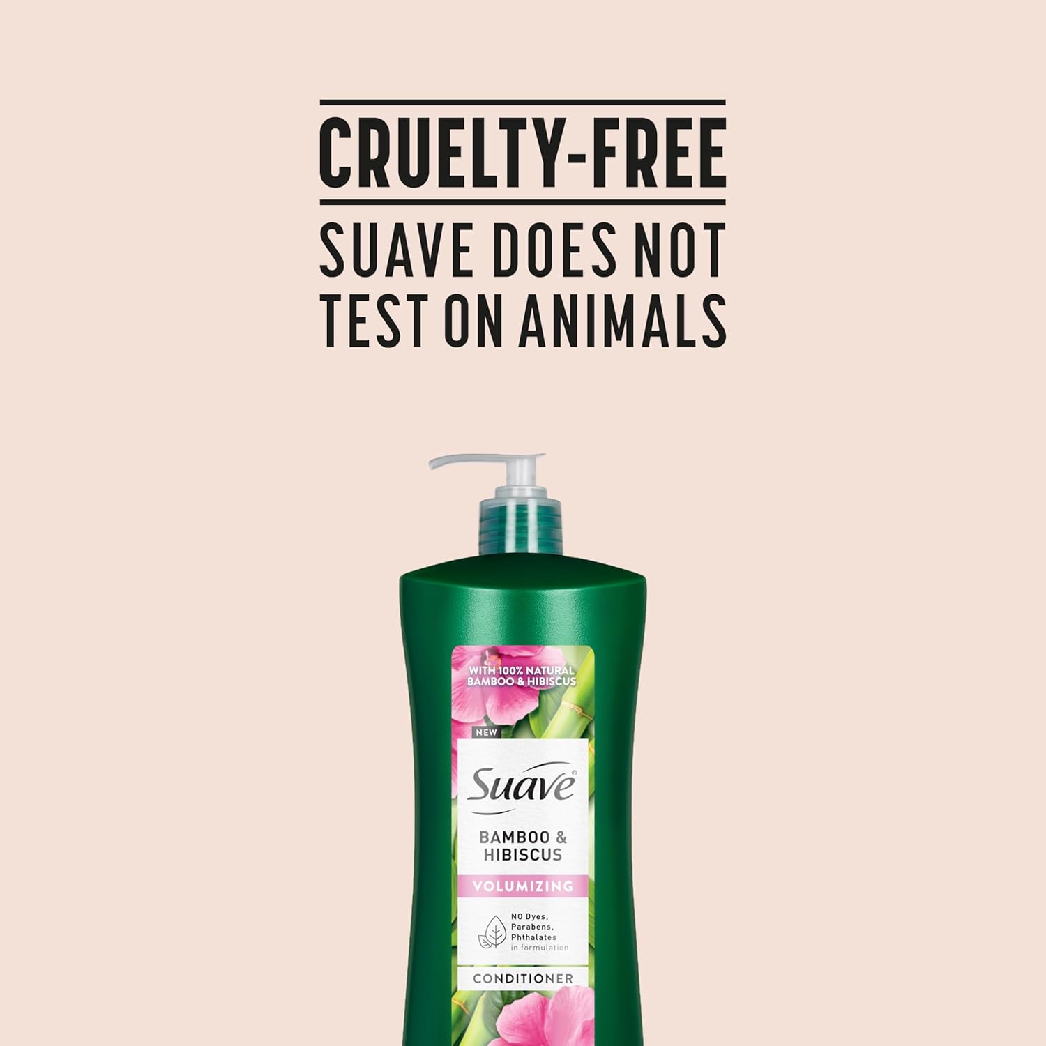 Suave Bamboo & Hibiscus Volumizing Conditioner, for Fine and Flat Hair, Salon Proven System for Boosting Hair Volume and Body, 28 oz, 4 Pack