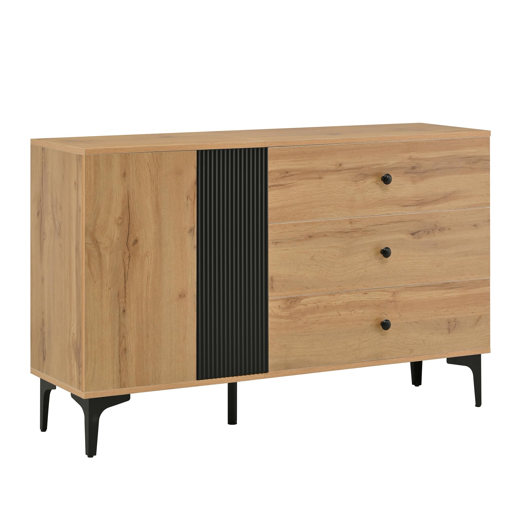 Aparador buffet armario moderno espacio de almacenamiento muebles de salón armario esquinero 120 cm ancho 76 cm alto aparador con puertas cajones minimalista negro
