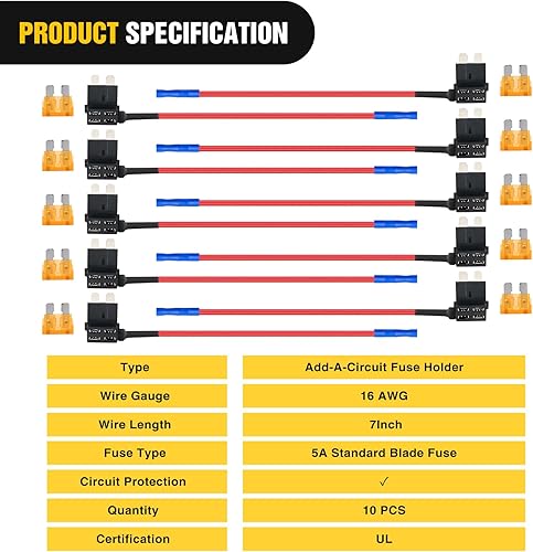 Miniatura 18 de Nilight - Portafusibles, adaptador TAP para fusibles de circuito adicional, portafusibles de hoja mini ATM APM (paquete de 10)
