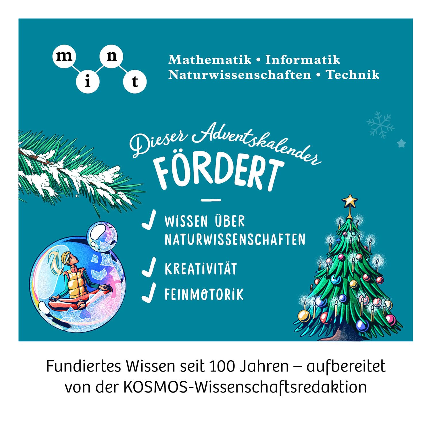 KOSMOS 661090 Experimentierkasten Adventskalender 2025, Die schönsten Experimente zur Weihnachtszeit, in 5 Min, für Kinder ab 8-12 Jahre, Spielzeug, Science Adventskalender