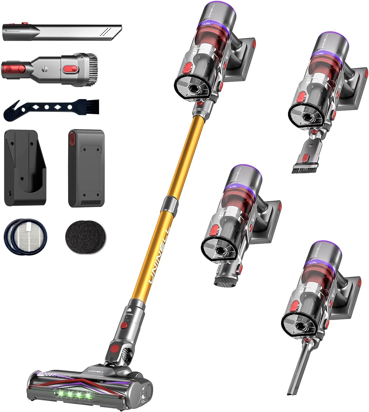 Cordless Vacuum Cleaner UV5, 48Kpa 550W 65Mins Vacuum Cleaner for Home with Wall Mount Charging, Anti Tangle Stick Vacuum Self-Standing for Pet Hair/Carpet