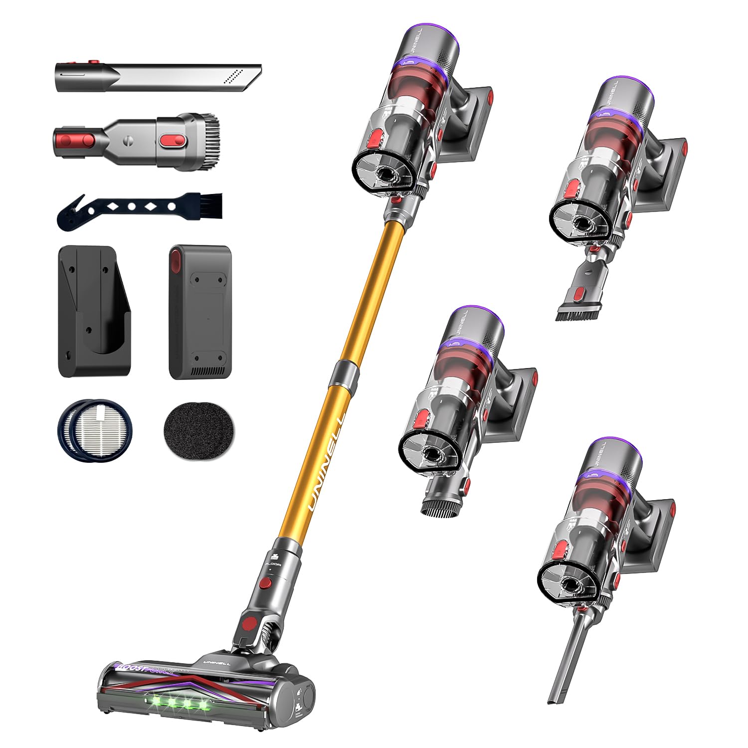 UNINELL HOME Cordless Rechargeable Vacuum Cleaner with Wall Mount Charging, 48Kpa 550W 65Mins for Home, Anti-Tangle Stick Vacuum Self-Standing for Pet Hair/CarpetUNINELL HOME Cordless Rechargeable Vacuum Cle…