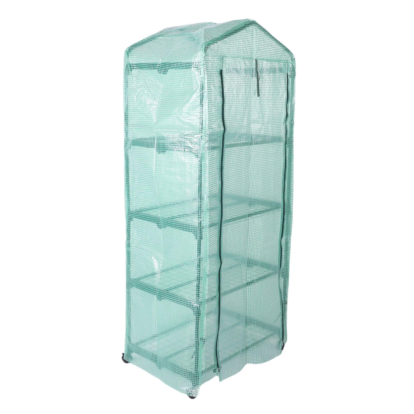 Fdit Invernadero Pequeño con Ruedas, Invernadero de 4 Niveles con (Green) | Ruedas Giratorias 360°, Estructura de Acero, Repisas de 27” y Puerta