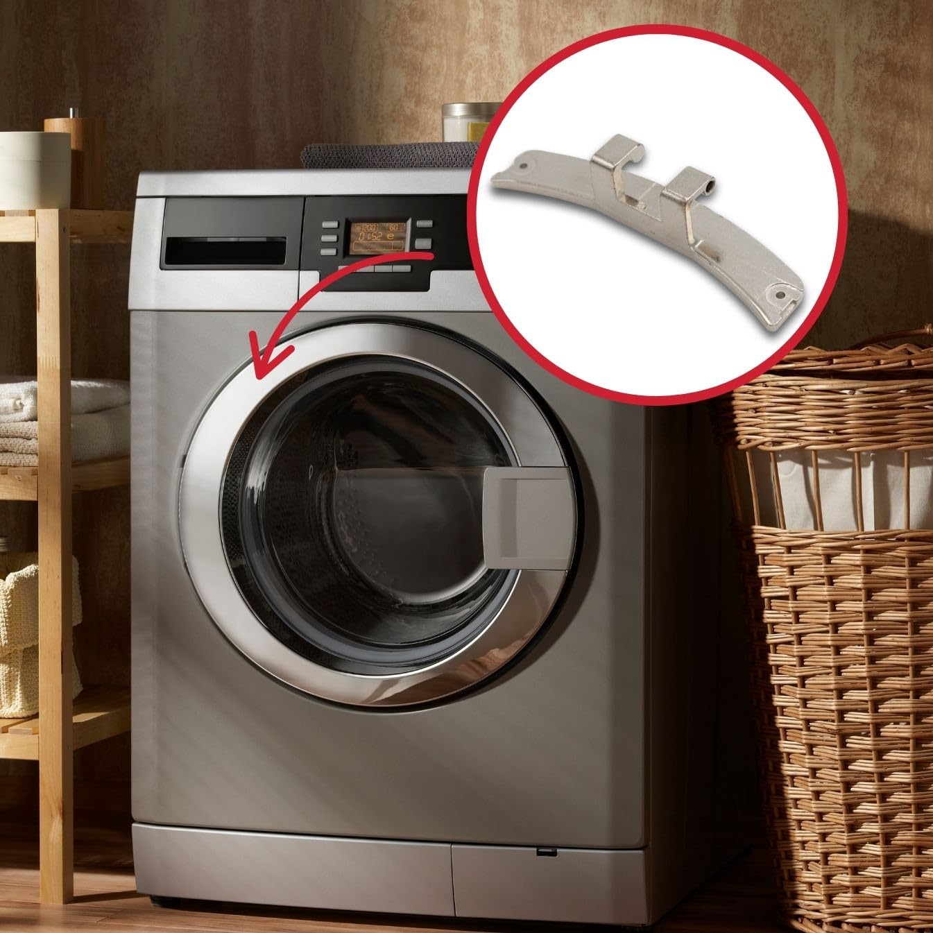 SOS Accessoire Türscharnier für Waschmaschine L79E001A5 Brandt, CDA, De Dietrich, Fagor, Nardi, Proline, Sangiogio, Sanigio, Sidem, Sidex, Ved