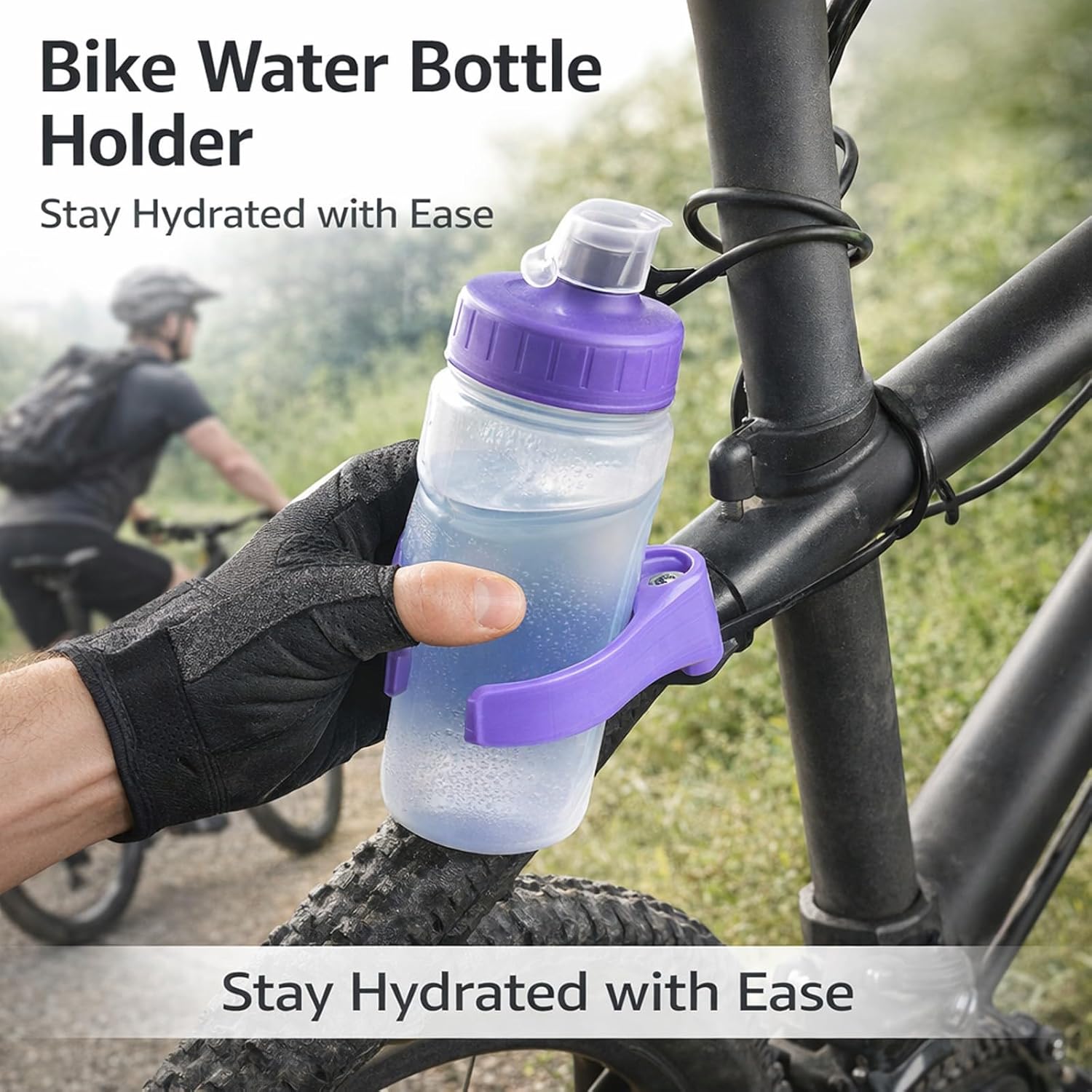 Bike Water Bottle Holder for Folding Bike, Lightweight Purple PET Cup Cage - Portable Clamp Design for Road, Mountain & Kids Bikes, Cool Cycling Accessory for Womens & Mens (Purple)
