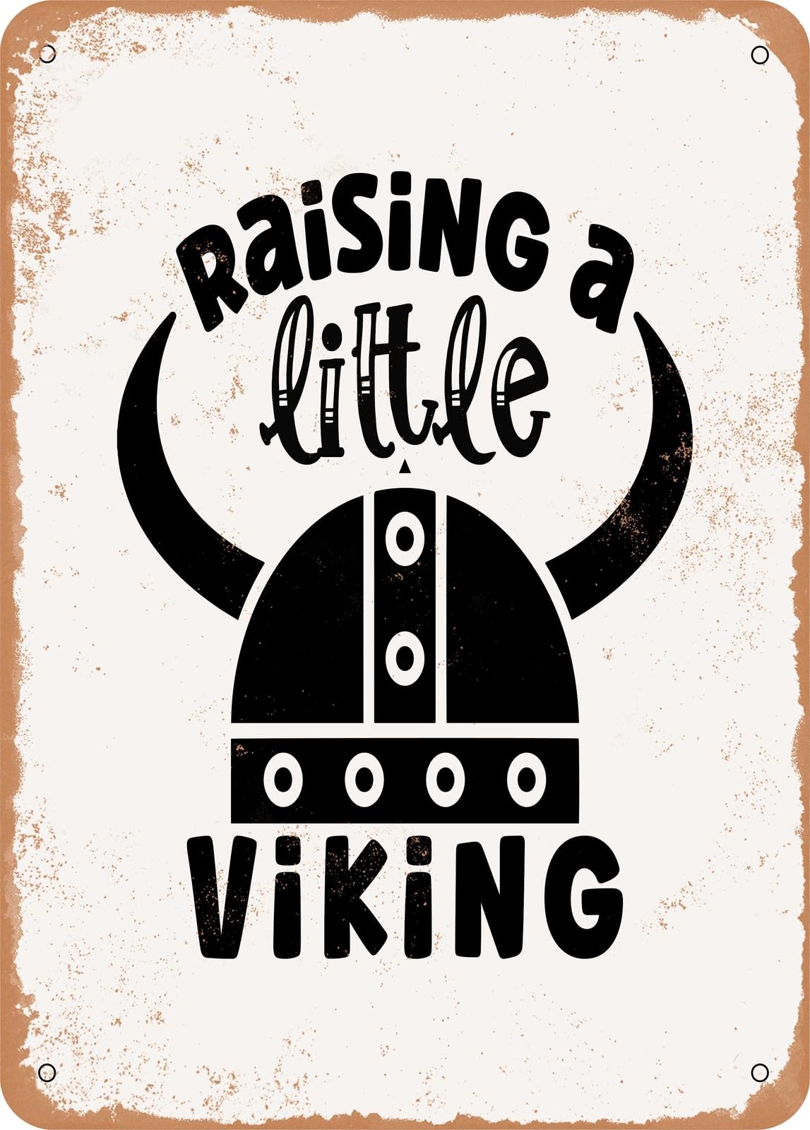 Miaomansenstore Metal Sign - Raising A Little Viking - Vintage Look Home Decor