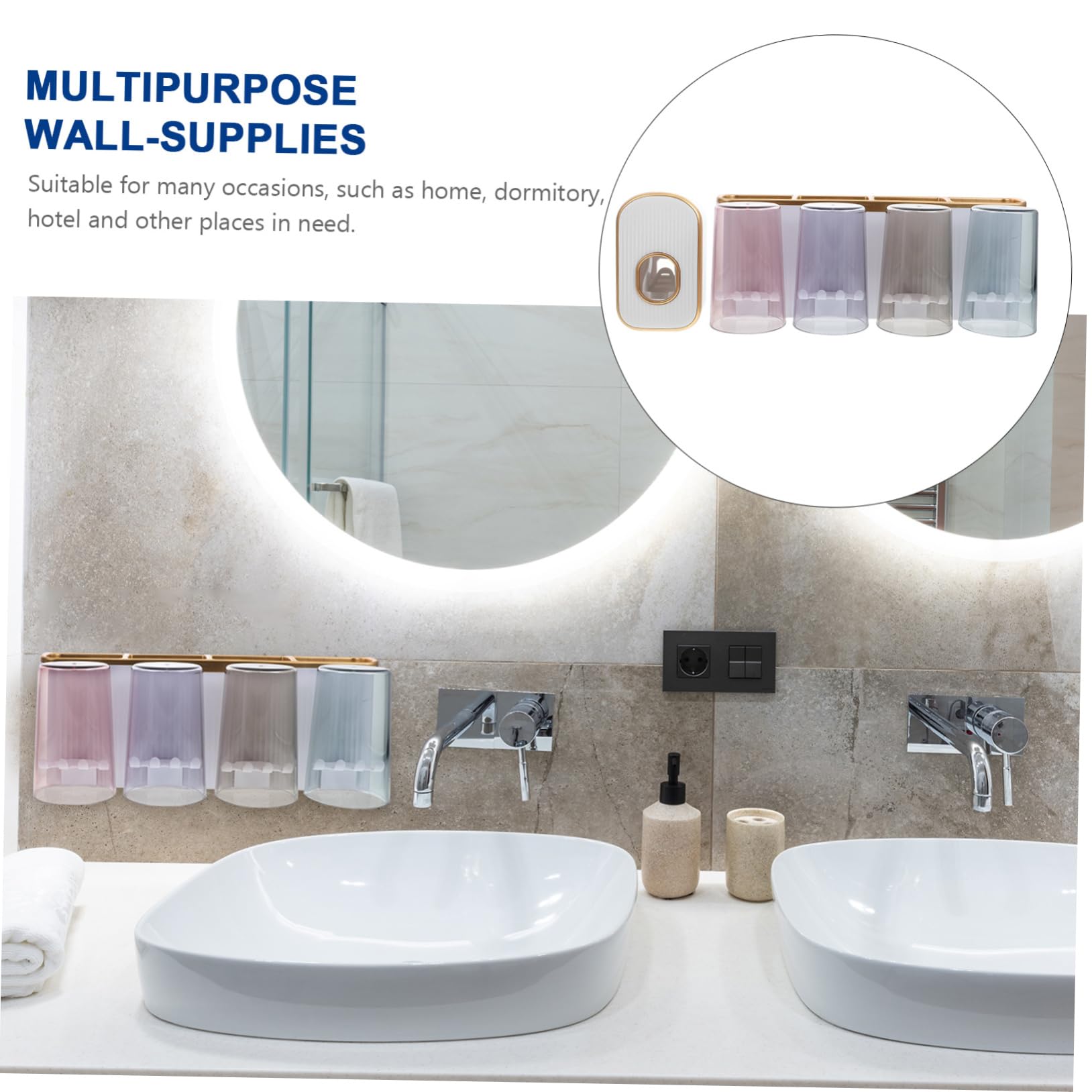 Portacepillos de Dientes Mural sin Taladro Abs Blanco para Baño