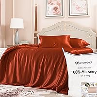 Vista 14 de PROMEED Juego de funda de edredón 100% seda de morera, 3 piezas, tamaño Queen, juego de ropa de cama real de seda de grado 6A 23 momme con funda