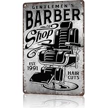 Vintage Signs Poster Inspirational Metal Wall Art Vintage-Inspired Gentlemen'S Barber Shop Wall Decor Sign for Office Dorm Room Bar Garage Decor 8X12inch