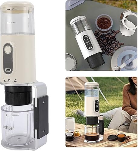 Miniatura 7 de Zunate Cafetera portátil, cafetera de viaje compatible con café molido y cápsulas para viajes, camping, senderismo, pesca, picnic y trabajo (blanco)