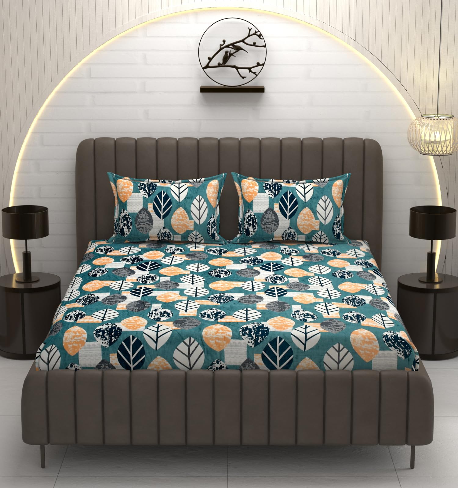 DAYTONA Winter Warm Flannel/Fleece/Velvet King Size All Around Elastic Fitted Bedsheet with 2 Pillow Cover (72" x 78" x 8") | Supersoft (Green Leaf, King 72x78) (B0DHQ28YPF) Amazon Price History, Amazon Price Tracker