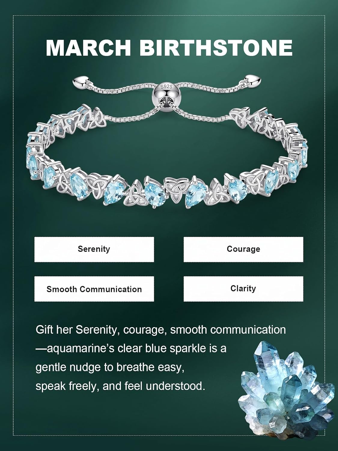 Birthstone Bracelets for Women, Pear Cut Tennis Bracelet 925 Sterling Silver, 6-9 Inch Adjustable Celtic Knot, Anniversary Birthday Jewelry Gifts for Women