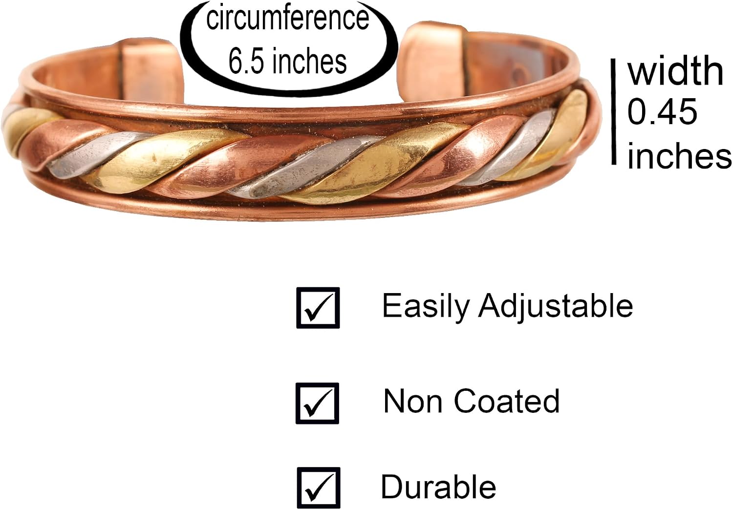 Touchstone Copper Bracelet Tibetan Style. Hand Forged with Solid and high Gauge Pure Copper.