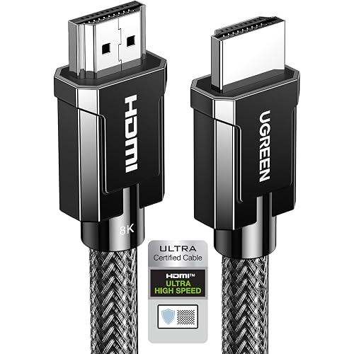 UGREEN 8K HDMI 2.1 Cable Certified 10FT, 10K Ultra High Speed HDMI Cord 4K 240Hz 48Gbps HDCP 2.2&2.3 eARC HDR Dolby Compatible for PS5 Xbox Series X/Switch 2/Roku TV/Laptop/Monitor/Mac mini M4 Pro