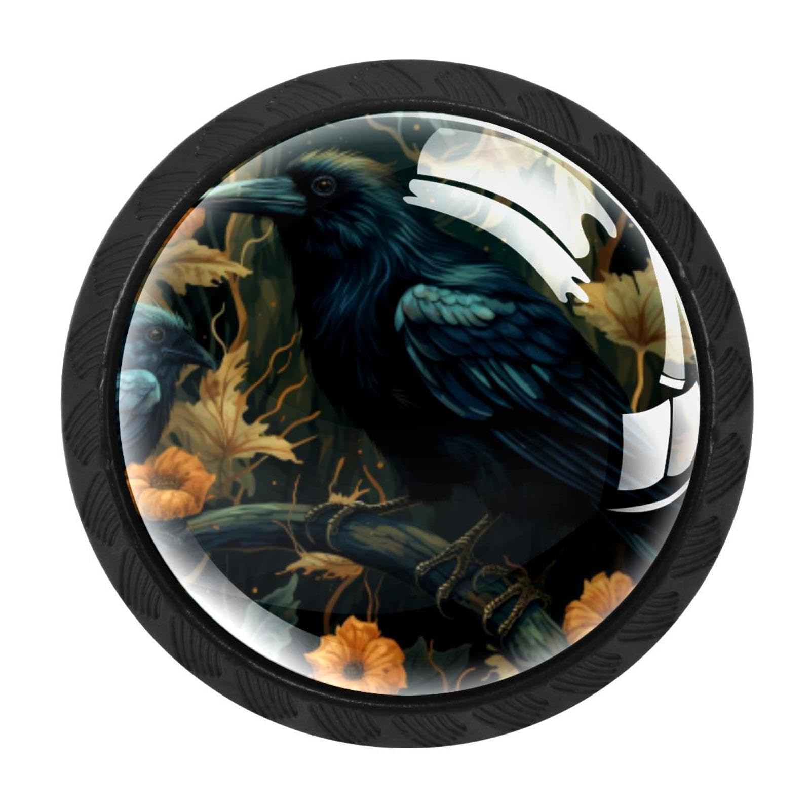 Chenzzzz Multicolored 08 Crow Colorful Drawer Pulls 4 Pcs Handle Glass Door Cabinet Knobs Home Office Kitchen Wardrobe Cupboard Hardware For Dresser Drawers