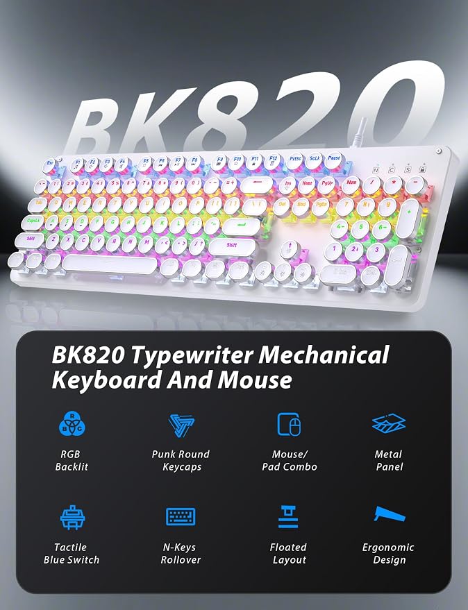 Teclado Mecánico BK820 USB con Retroiluminación RGB miniatura 2