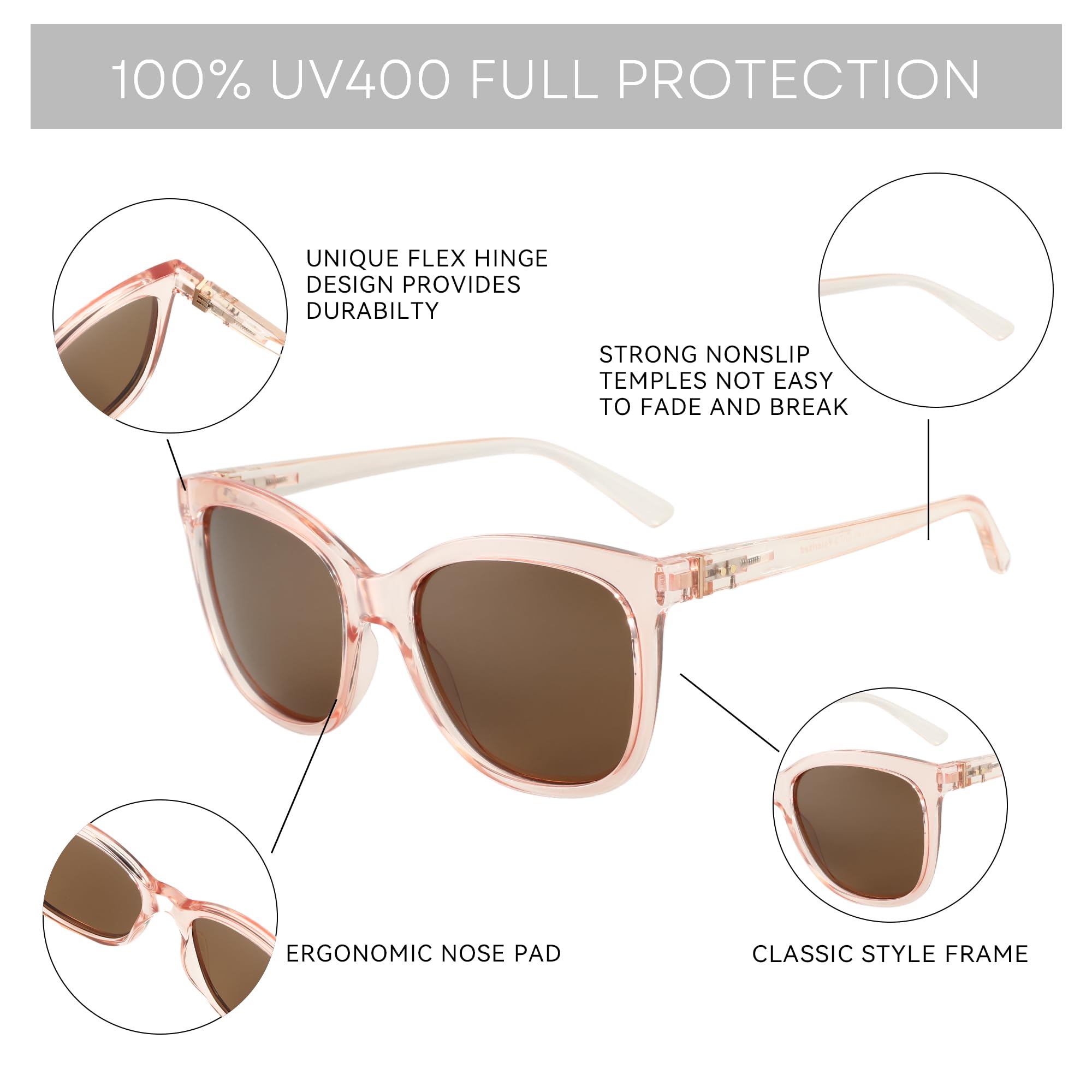 ZENOTTIC Occhiali da Sole Polarizzati per Donne Protezione UV400 Stile Retrò Carino a Forma di Occhio di Gatto