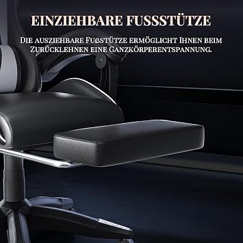 Racingreat Gaming Chair with Massage Function and Footrest (White)