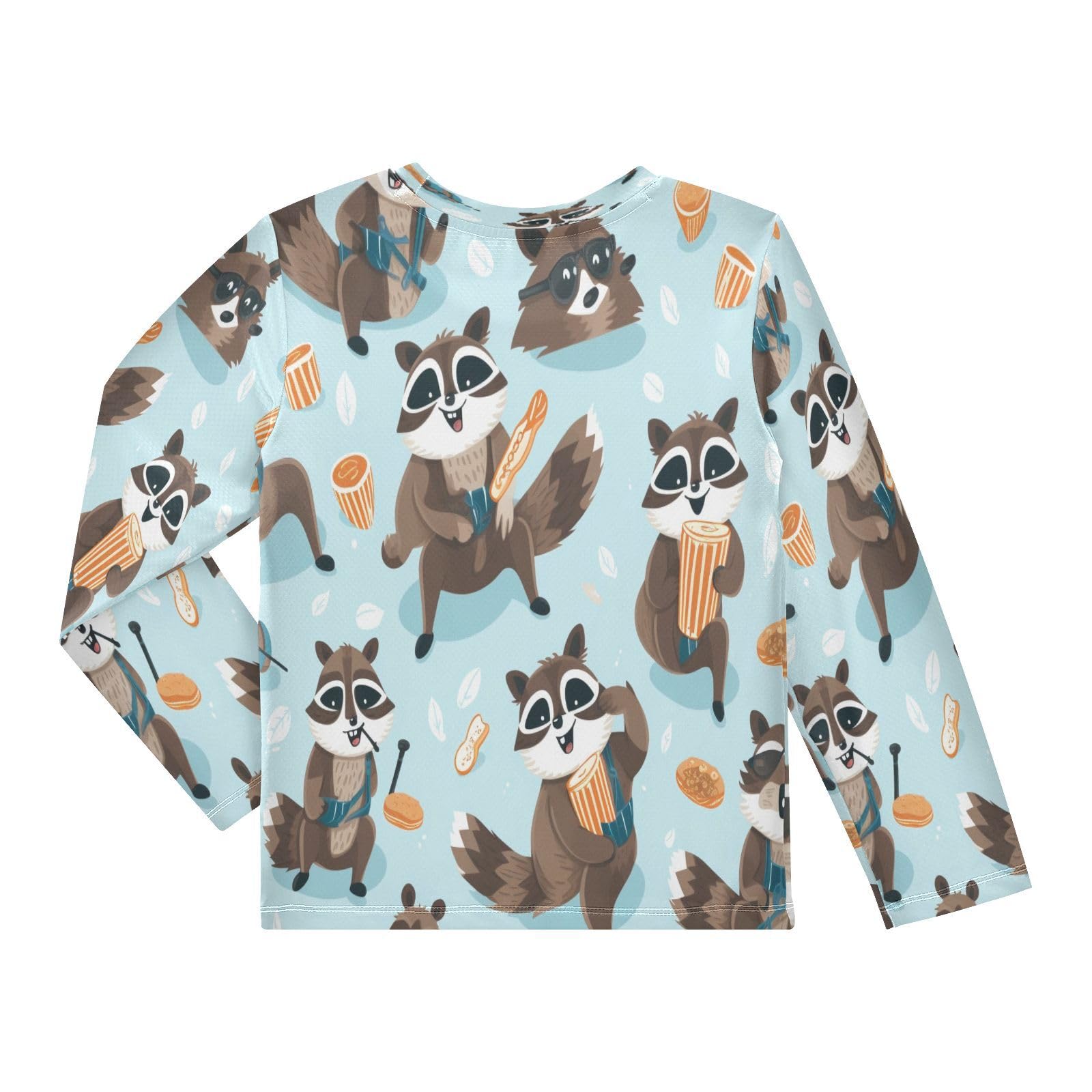 Boys Rash Guard Swim Shirt Long Sleeve UPF+ 50 Sun Shirts Quick Dry Shirt Brown Raccoon for Toddler Kids