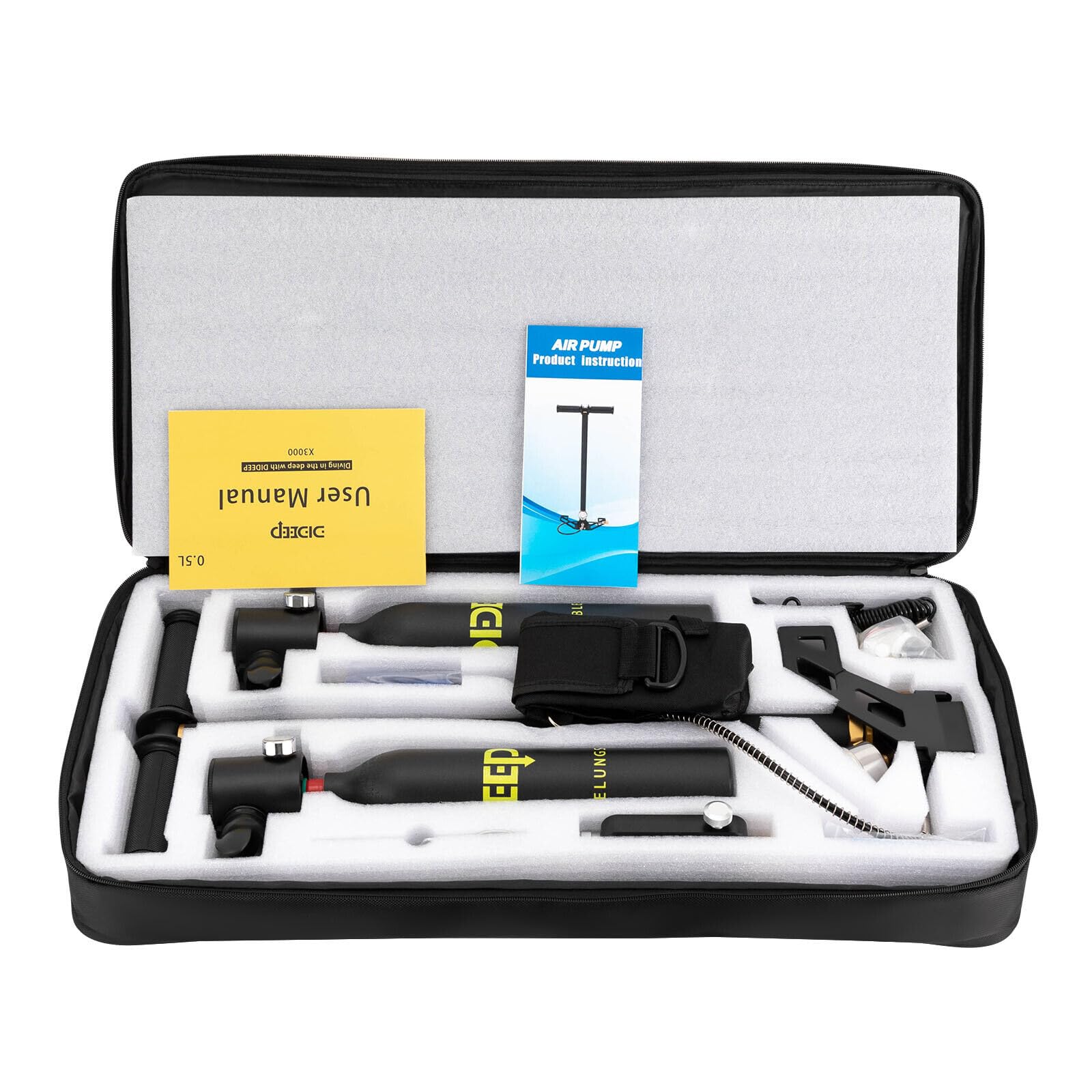 RIAHNEAH 0.5L Mini Scuba Tank Refillable Oxygen Cylinder, Scuba Tank with 5-10 Minutes Underwater Diving Gear for Diver Portable Diving and Snorkeling Equipment