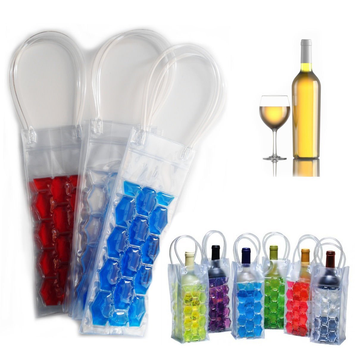 Dependable Industries inc. EssentialsGel Wine Bottle Chill Cooler Ice Bag - Freezer Bag- Vodka- Tequila Chiller- Cooler- Carrier