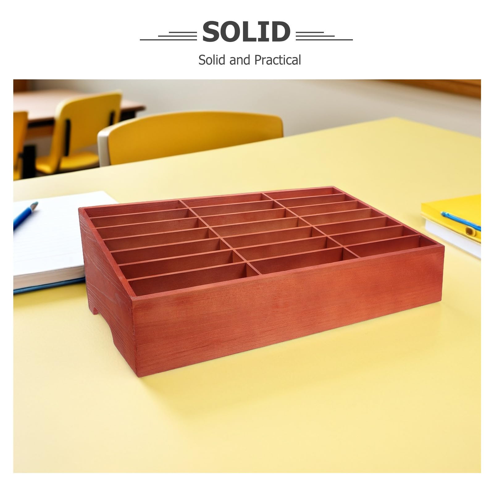 Scatola Porta Cellulare in Legno da Scrivania 21 Slot | Organizzatore per Ufficio e Sala Riunioni, Gestione Efficiente del Tavolo, Marrone