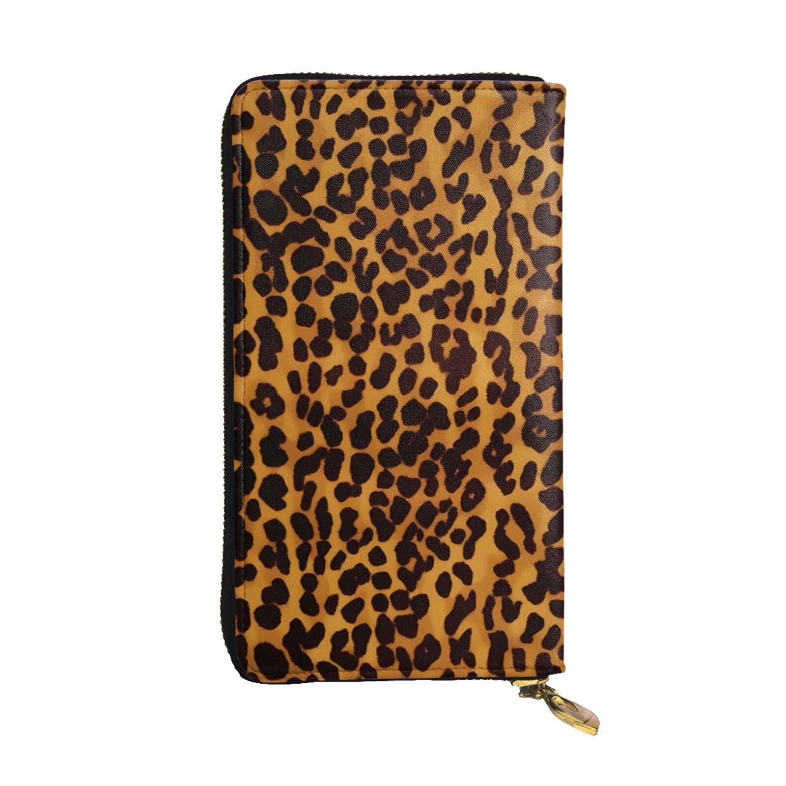 Portefeuille léopard cuir fermeture éclair anti-perte pour homme femme - 6