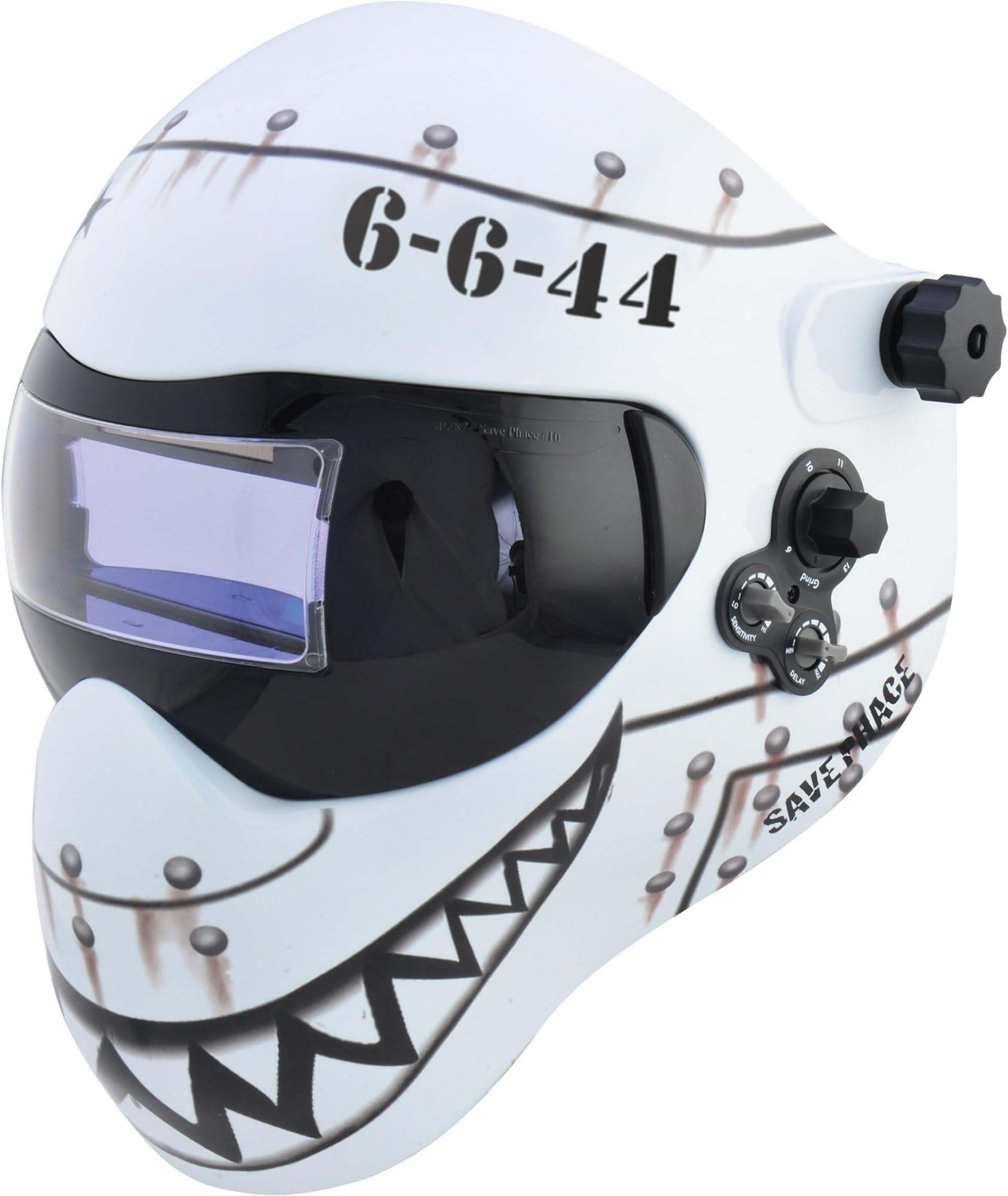 Save Phace Auto Darkening Welding Helmet D-Day EFP E Series - Ear to Ear Vision Welder Hood Grinding Mask with External 2 x 4" Adjustable ADF for SMAC/MIG/TIG/SPOT - 2 Sensors Solar Powered (3012602)