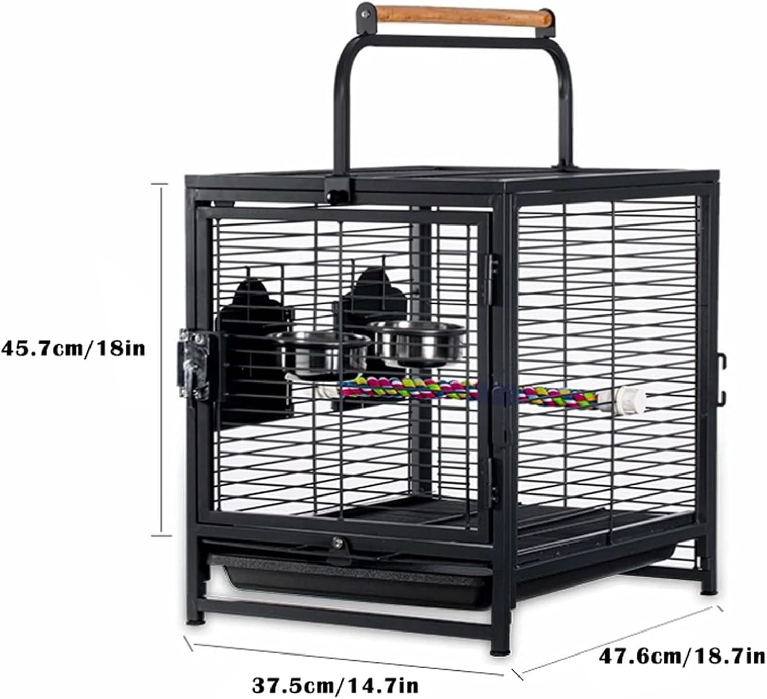 Birdcage Bird Cage Portable Bird Carrier Parrot Travel Cage with Feeding Cups Metal Breathable Travel Cage Lightweight Bird Carrier