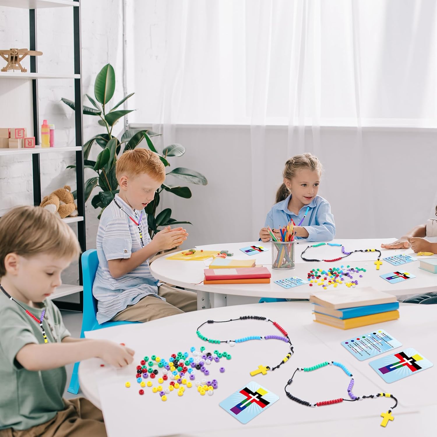 Ferreve 24 Set The Salvation Story Rosary Making Kit Make Your Own Beaded Rosary Craft Kit Bulk Salvation Necklace with Christian Bible Cards Sunday School Crafts for Kids and Home Activities