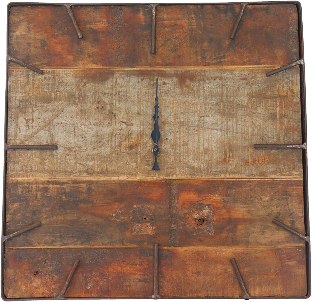 De Kulture Handcrafted Teak Wood Square Vintage Wall Clock - Limited Edition, Large, Rustic, Silent, for Living Room, Dining Room, Office (51x3x50 cm)