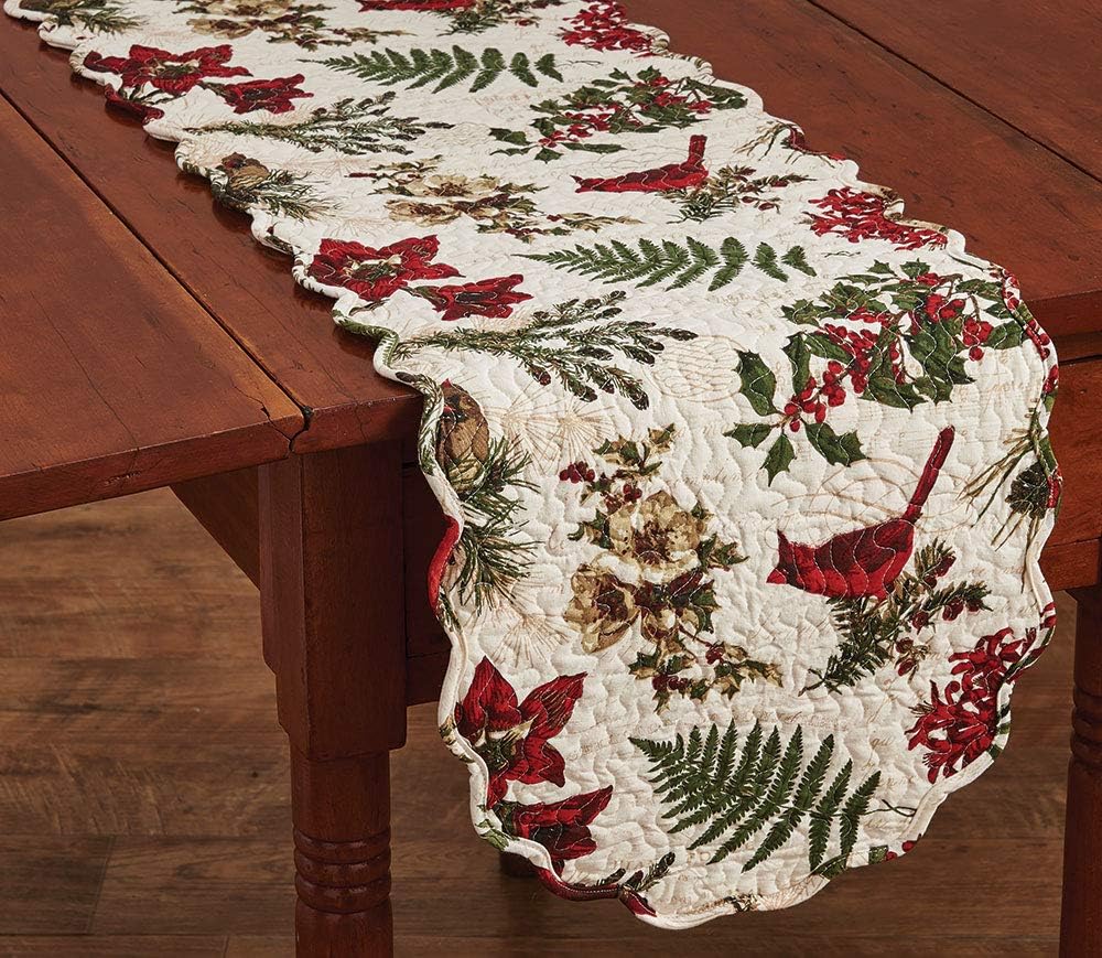 Park Designs Nature Sings Table Runner 13" x 36" | Cotton Winter Floral Accent with Birds & Foliage | Decorative Linen for Holiday or Everyday Use | Charming Centerpiece Layer for Seasonal Styling