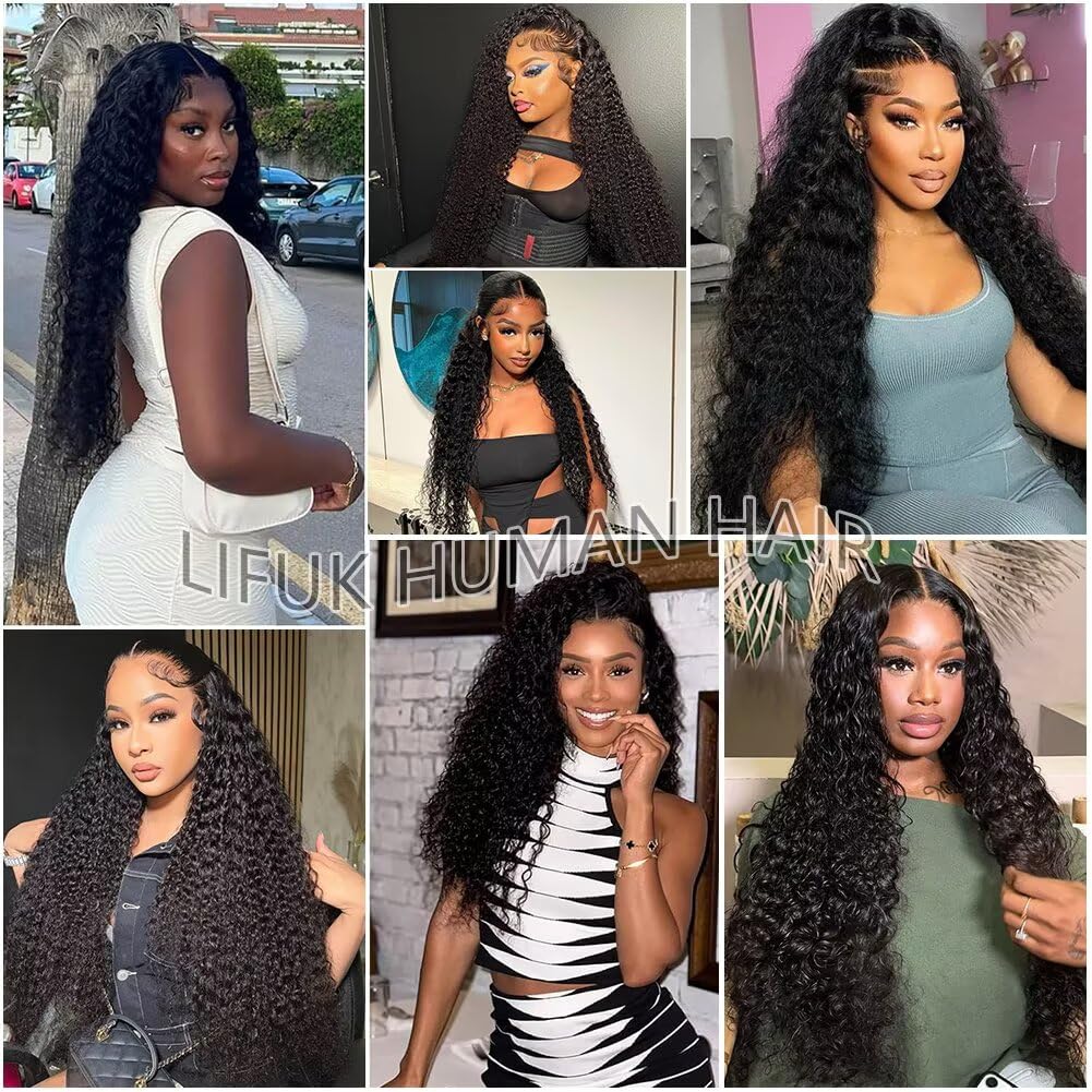 Deep Wave Lace Front Wigs Human Hair 13x6 HD Lace Frontal Human Hair Wig Glueless Curly Wig Human Hair Pre Plucked for Women 20 inch Invisilbe Hairline Tiny Knots 180 Density Triple Lifespan 3X