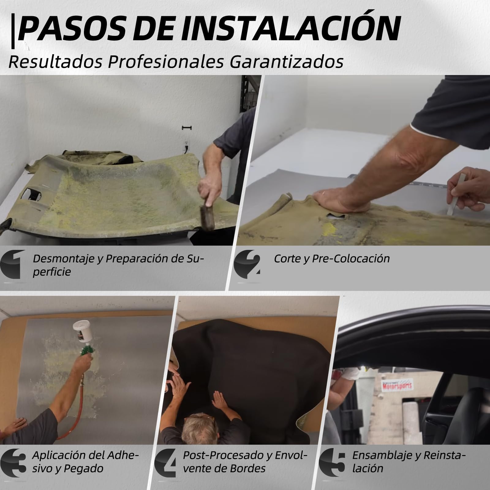 Tela de ante para el techo del coche, con respaldo de espuma, ideal para la sustitución de cubiertas de coche, autocaravanas, autocaravanas y proyectos de bricolaje (200,7 x 152,4 cm) (negro)