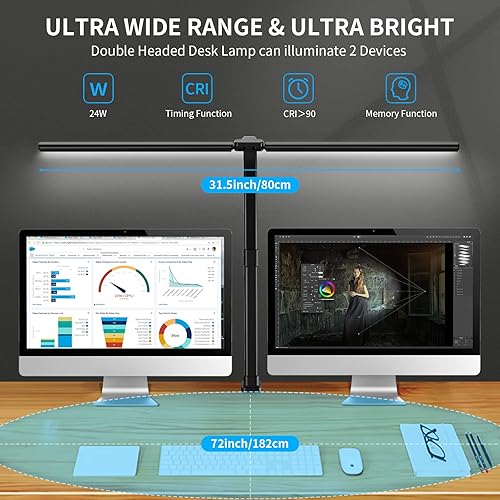 Miniatura 6 de LeadGoods Lámpara de escritorio LED doble cabeza LED lámparas de escritorio para oficina en casa banco de trabajo arquitecto iluminación de 315