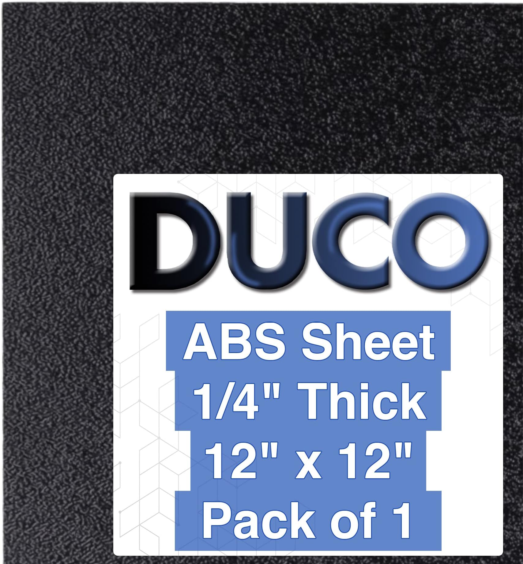Duco ABS Plastic Sheet 1/4" (6mm) Thick 12" x 12" - 1 Pack of USA-Made Textured & Matte ABS Black Sheet - Heat Moldable Plastic Panel for Home Decor, Crafts, Robotics, DIY Projects and Industrial