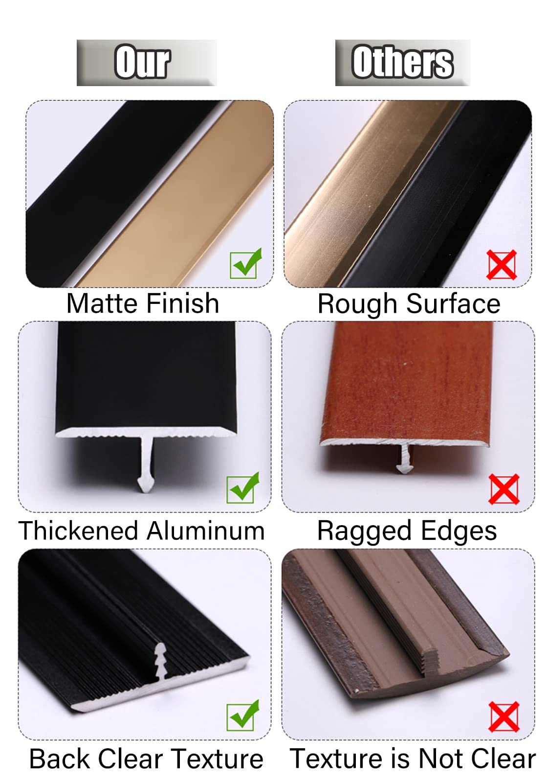 Übergangsprofil T-Formboden-Übergangsleiste, Vinylboden-Übergangsstreifen Extra Breit Für Unebene Böden/Betonboden/Fliesen, 50cm/60cm/70cm/80cm/90cm/100cm Lang (Color : Rose Gold, Size : 100cm)