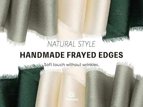 Miniatura 5 de Vitalizart Cinta de satén de seda de 1 pulgada x 15 yardas, carrete de madera verde y crema, cinta deshilachada hecha a mano para envolver regalos,